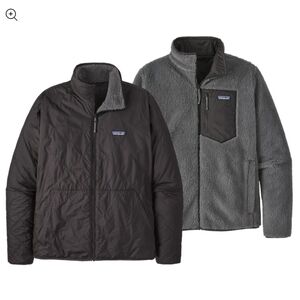 NWOT Patagonia Men's Reversible Black and Gray Sherpa Jacket